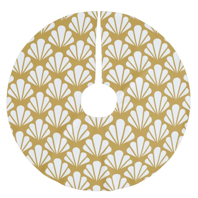 Art Deco, geometric floral seamless pattern. Brushed Polyester Tree Skirt (Front)