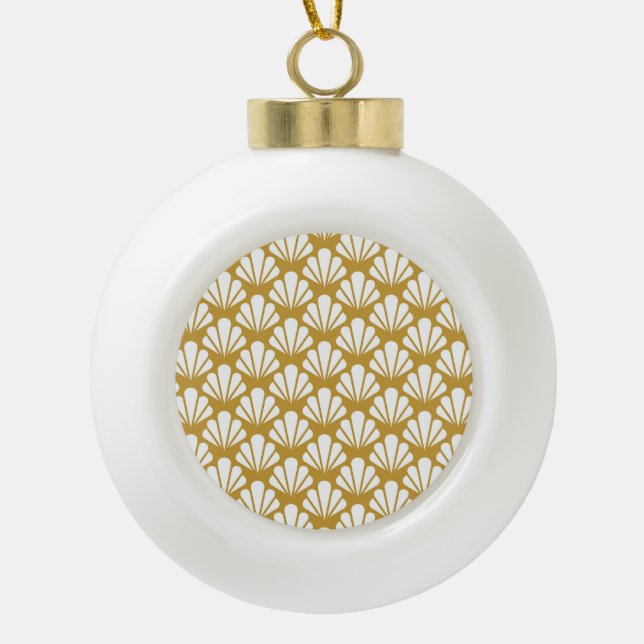 Art Deco, geometric floral seamless pattern. Ceramic Ball Christmas Ornament (Front)