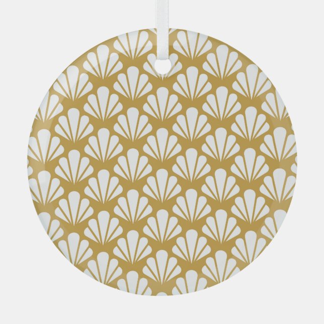 Art Deco, geometric floral seamless pattern. Glass Tree Decoration (Front)