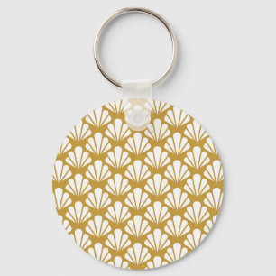 Art Deco, geometric floral seamless pattern. Key Ring
