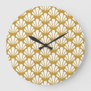 Art Deco, geometric floral seamless pattern. Large Clock