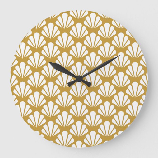 Art Deco, geometric floral seamless pattern. Large Clock (Front)