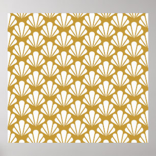 Art Deco, geometric floral seamless pattern. Poster