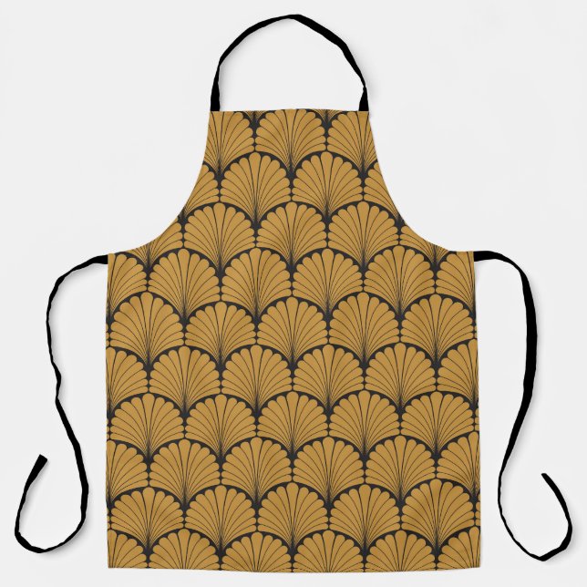Art Deco Geometric Floral Texture Apron (Front)