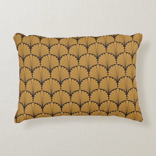 Art Deco Geometric Floral Texture Decorative Cushion (Front)