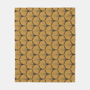 Art Deco Geometric Floral Texture Fleece Blanket