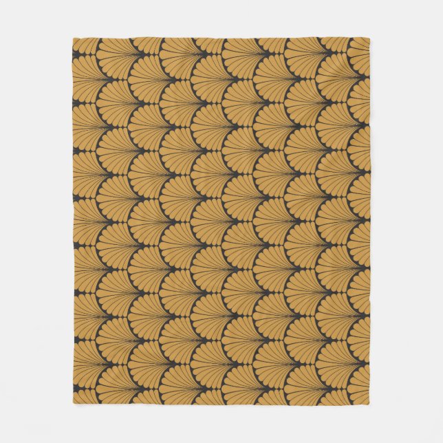 Art Deco Geometric Floral Texture Fleece Blanket (Front)