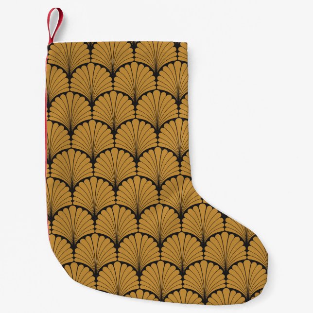 Art Deco Geometric Floral Texture Small Christmas Stocking (Front)
