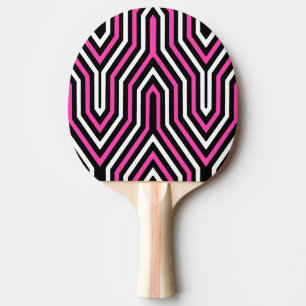 Art Deco Geometric - fuchsia pink, black and white Ping Pong Paddle