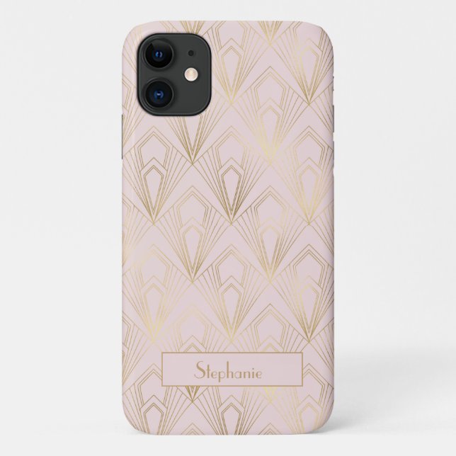 Art Deco Geometric Gold and Blush Pink Pattern Case-Mate iPhone Case (Back)