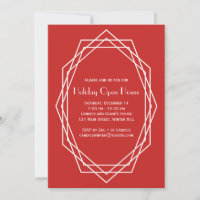 Art Deco Geometric Holiday Open House Red