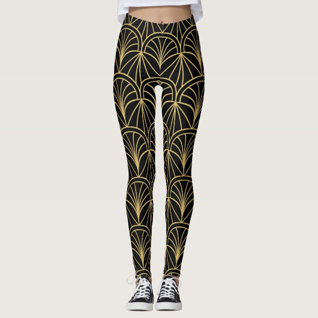 Art Deco Geometric Minimalistic Pattern Leggings (Front)
