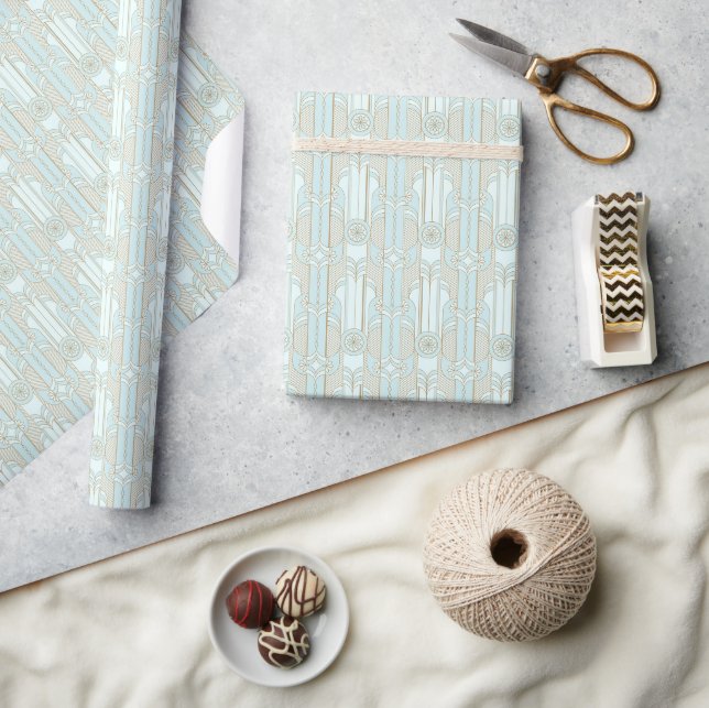 Art Deco geometric opulent aqua Wrapping Paper (Crafts)