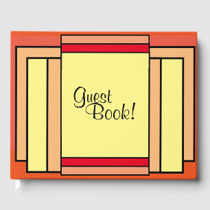 Art Deco Geometric Orange Yellow Black  Guest Book