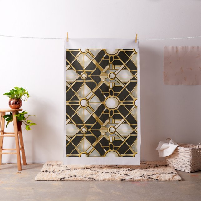 Art deco geometric pattern fabric looks black gold (In Situ)