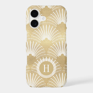 Art-deco geometric pattern gold on white