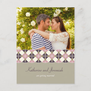 Art Deco Geometric Pattern Photo Save The Date Announcement Postcard