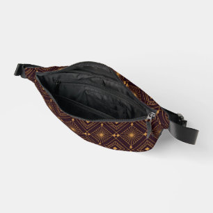 Art Deco geometric pattern with gold diamond shape Bum Bags