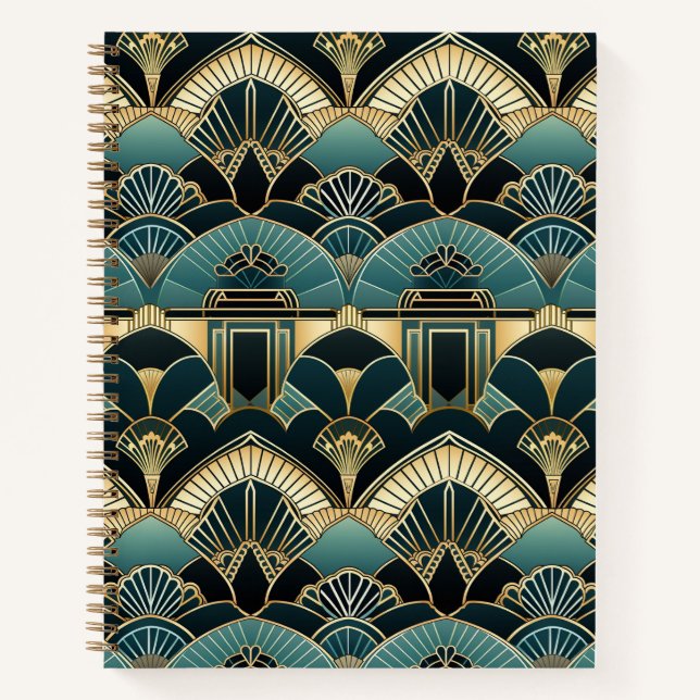 Art Deco Geometric Patterned Spiral Notebook (Front)