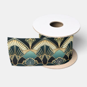 Art Deco Geometric Patterned Thick Satin Ribbon