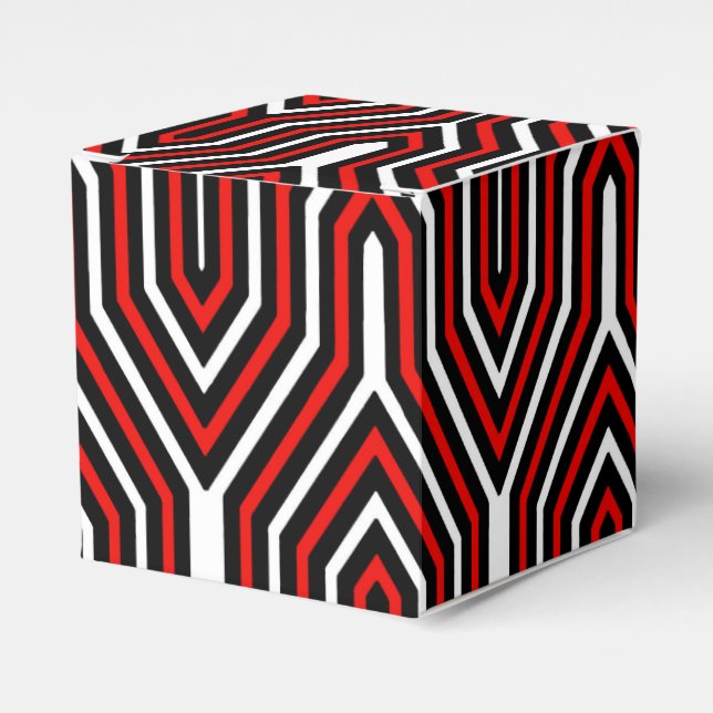 Art Deco Geometric - red, black and white Favour Box (Front Side)