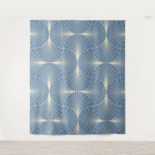 Art Deco Geometric scallop Fans in Grey blue Tapestry