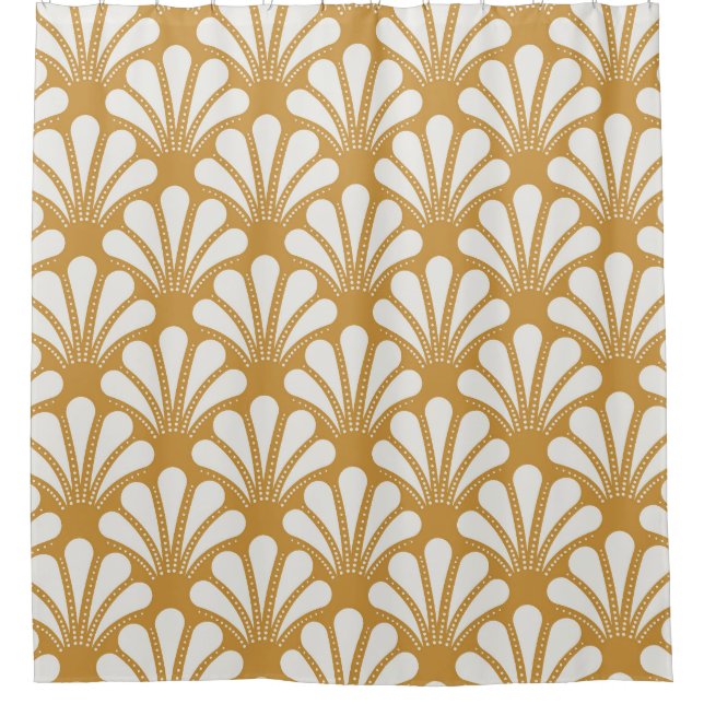 Art Deco Geometric Sea Shell Shower Curtain (Front)