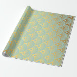 Art Deco Geometric Sea Shells Golden Mint Green Wrapping Paper<br><div class="desc">Classic simplicity Art Deco Style

Elegant packing for birthdays,  parties,  weddings,  anniversary,  corporate party</div>