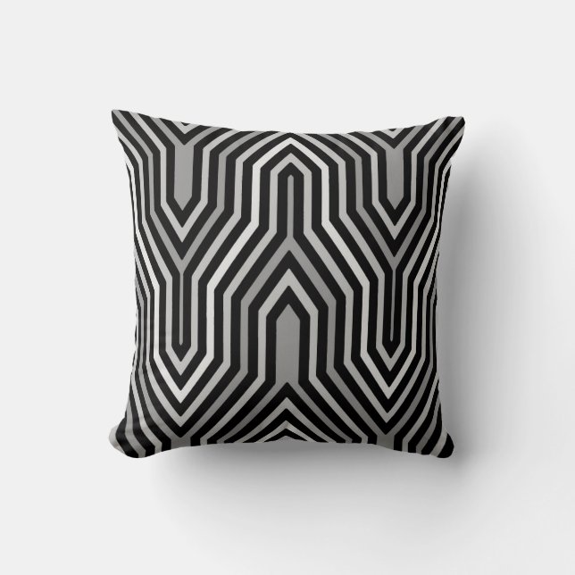 Art Deco Geometric - shades of grey / grey Cushion (Front)