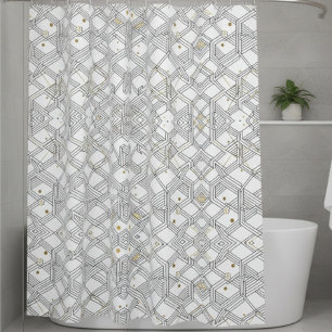 Art Deco Geometric Shower Curtain - Elegant 
