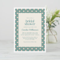 Art Deco Geometric Teal and Pink Bridal Shower
