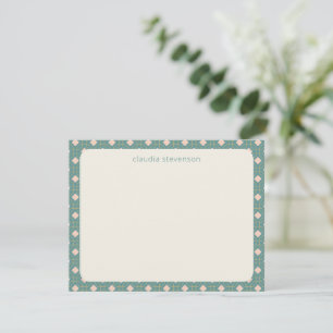 Art Deco Geometric Teal and Pink Personalised Name Card