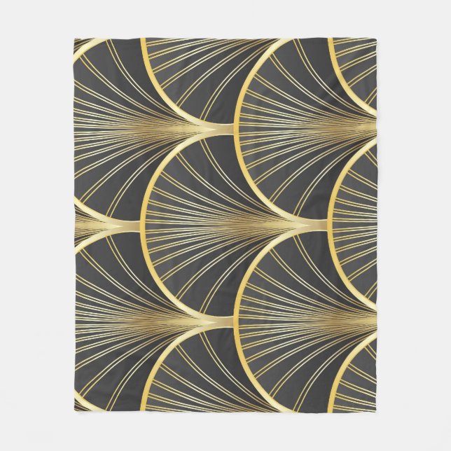 Art Deco Geometric Texture Illustration Fleece Blanket (Front)