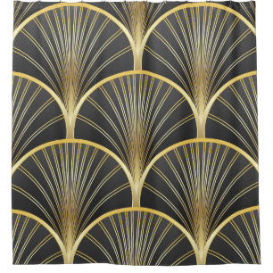 Art Deco Geometric Texture Illustration Shower Curtain