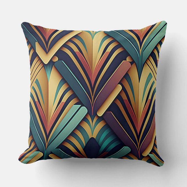 Art Deco Geometric Throw Pillow (Front)