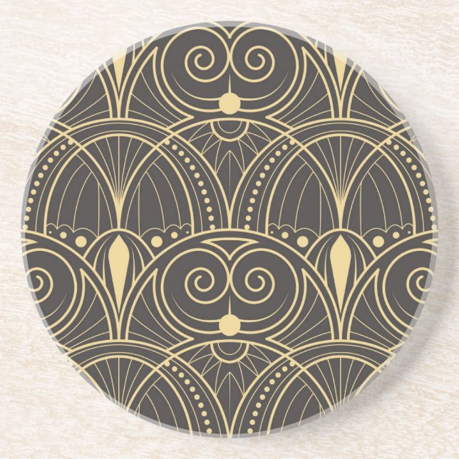 Art Deco Geometric Tiles Luxury. Coaster (Front)