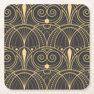 Art Deco Geometric Tiles Luxury. Square Paper Coaster