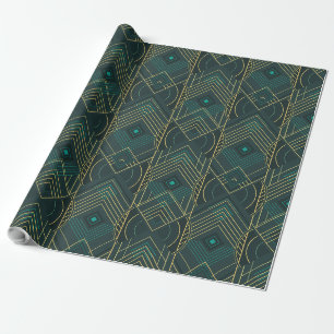 Art Deco Geometric Uplift - Turquoise Teal Wrapping Paper