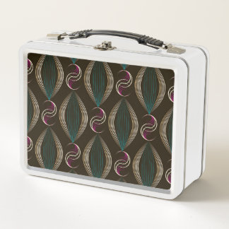 Art deco: geometric vintage pattern. metal lunch box