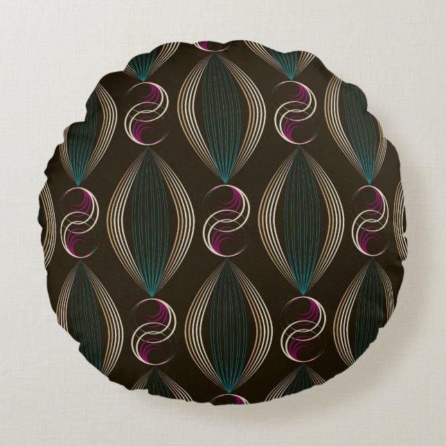 Art deco: geometric vintage pattern. round cushion (Front)