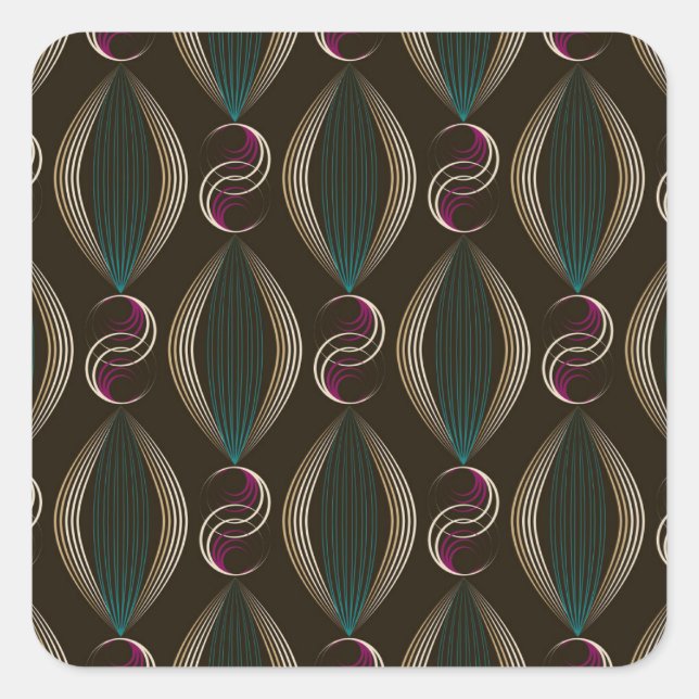 Art deco: geometric vintage pattern. square sticker (Front)