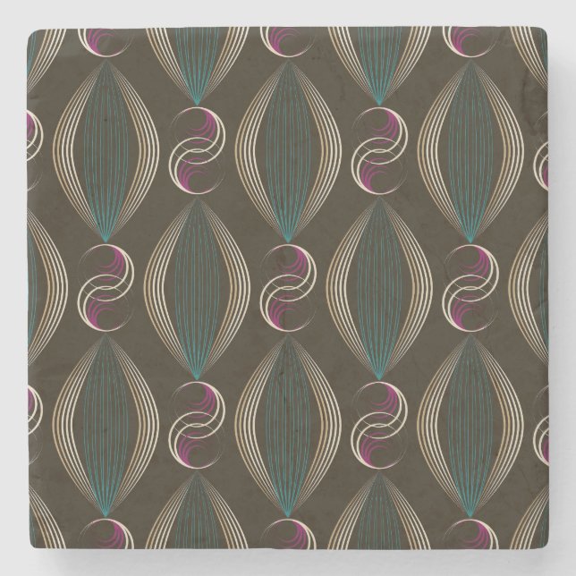 Art deco: geometric vintage pattern. stone coaster (Front)