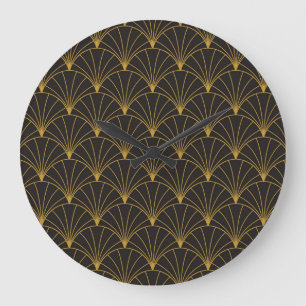 Art Deco geometric, vintage seamless pattern. Large Clock
