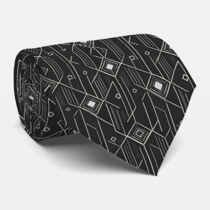 Art Deco Geometry Black & Silver Luxury Pattern Tie