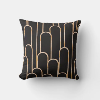 Art Deco Geometry: Gold Watercolor Wallpaper Cushion
