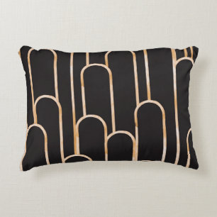 Art Deco Geometry: Gold Watercolor Wallpaper Decorative Cushion