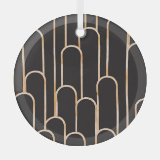 Art Deco Geometry: Gold Watercolor Wallpaper Glass Tree Decoration