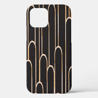 Art Deco Geometry: Gold Watercolor Wallpaper iPhone 12 Case