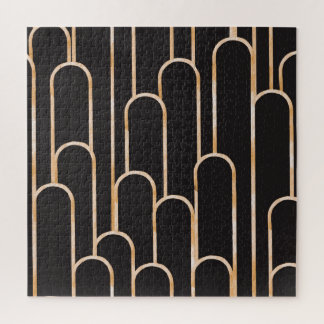 Art Deco Geometry: Gold Watercolor Wallpaper Jigsaw Puzzle