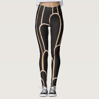 Art Deco Geometry: Gold Watercolor Wallpaper Leggings